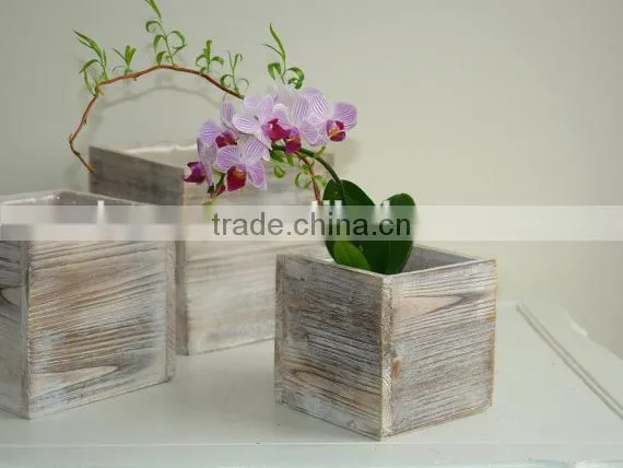 Rustic Little wooden plant Wooden Flower Holder Stand Pot