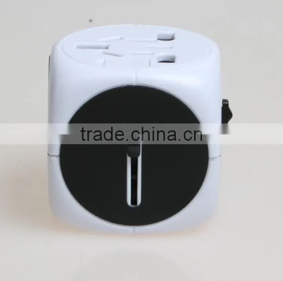 SYW-12 New arrival universal world swiss travel adaptor adapter plug with 2 usb port and built in Safety shutter