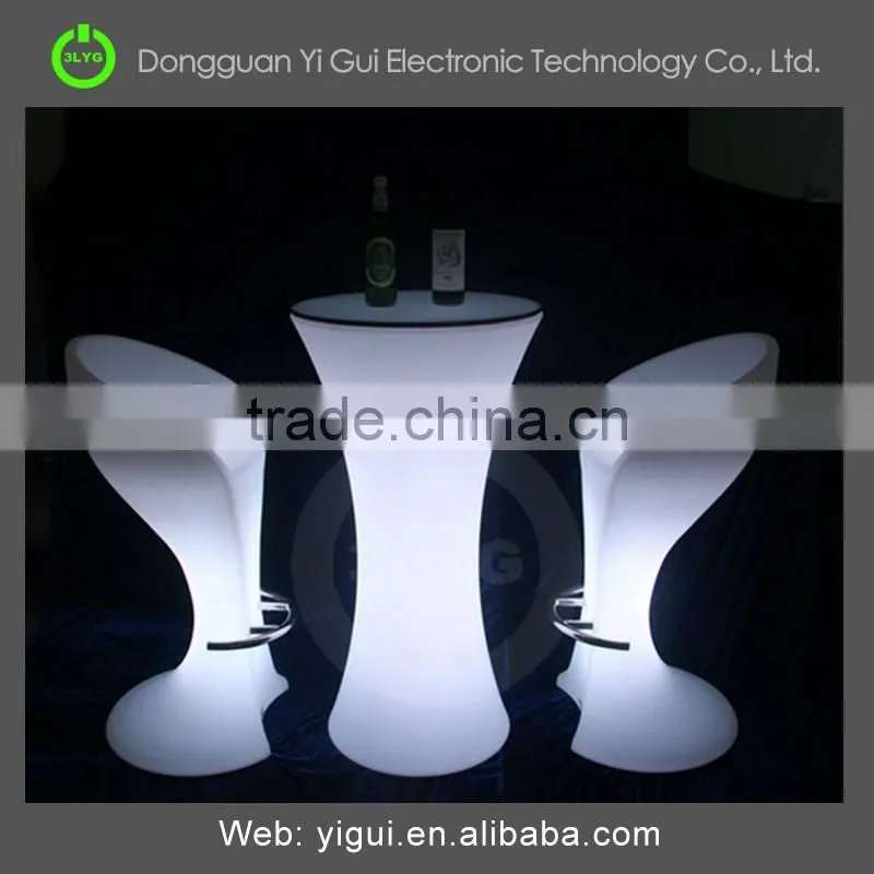 Outdoor/indoor plastic led bar table and optional chairs