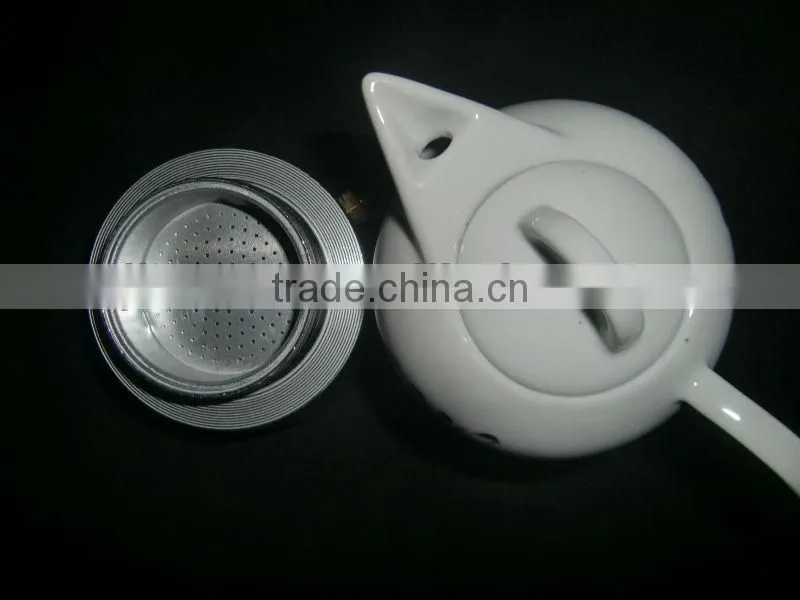 Drinkware 500ml white logo printing porcelain coffee pot set with holder
