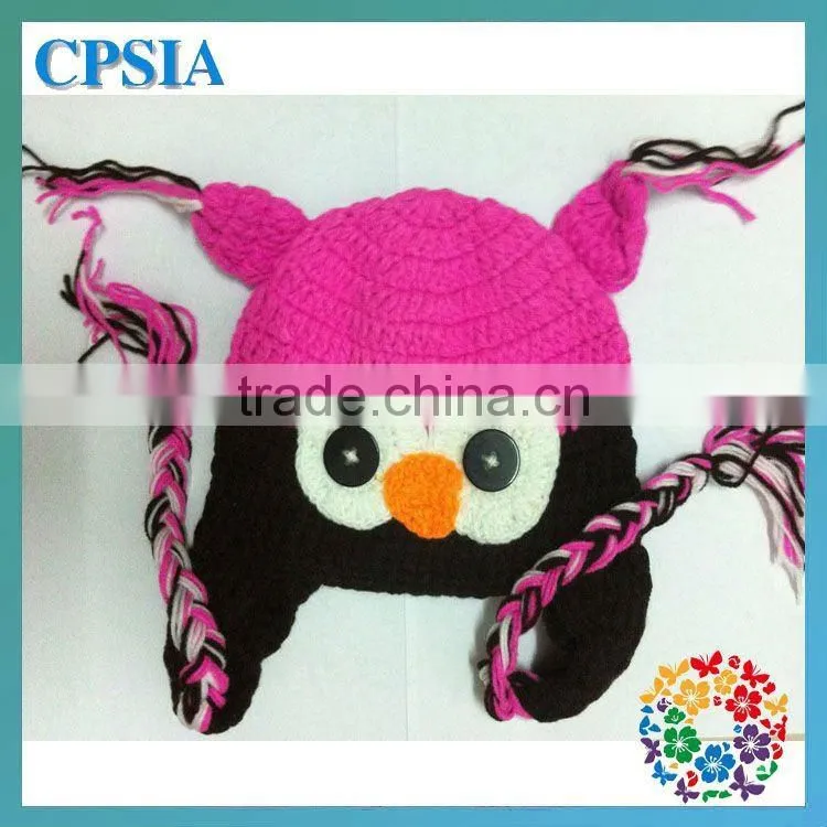 the new handmade baby hat with ears cute knitted owl pattern wool hats