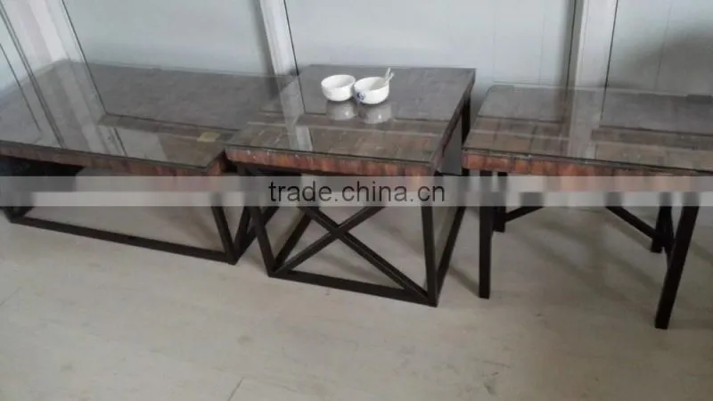 Fiberglass clay wooden look outdoor garden furniture set
