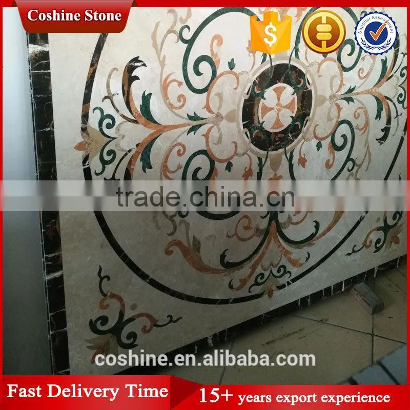 Beautiful flower beige marble medallion floor tiles marble