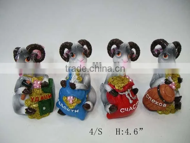 resin sheep for Russia new year ornaments