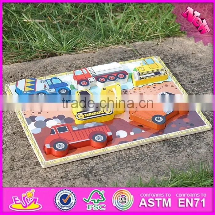 2016 new design educational car puzzle wooden learning shapes for toddlers W14D020