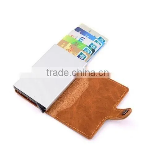 Aluminum PU Leather ID Credit Card RFID Protector Holder Case Purse Wallet