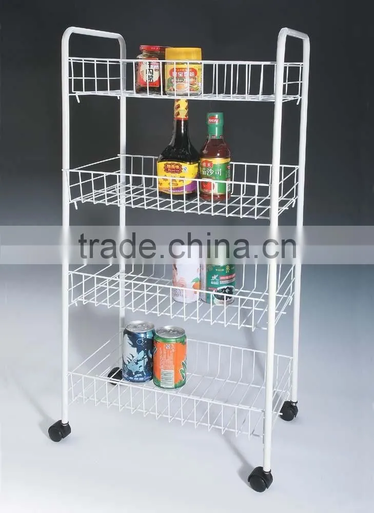 330-55 4-tier Metal Wire Storage Shelf Storage Cart with Wheels