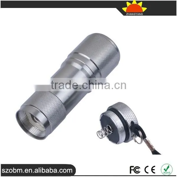 Mini Protable UV light 365-370nm 9 LED Flashlight Torch