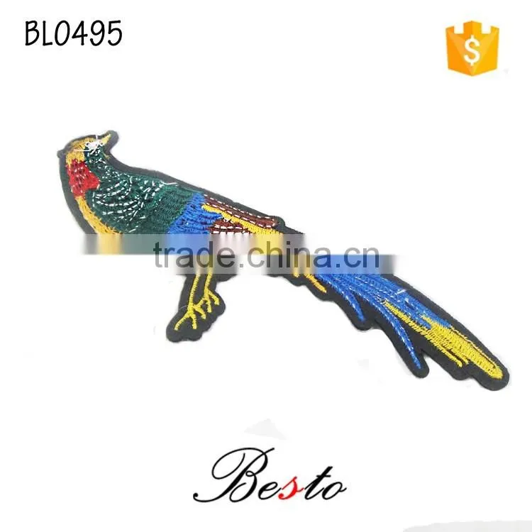 High quality china custom bird embroidery patches for kids clothes