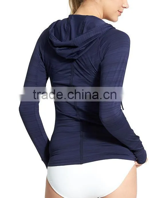 Custom Rash Guard New Design Super Soft Quick Recycled Sun Protection Nylon Solid Long Sleeve Zipper Blank Rash Guard