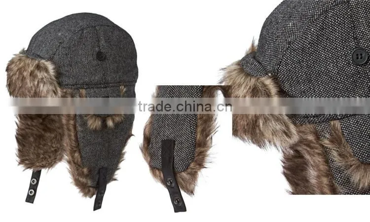 Winter warm Russian ski ear flap cap faux fur trapper hat