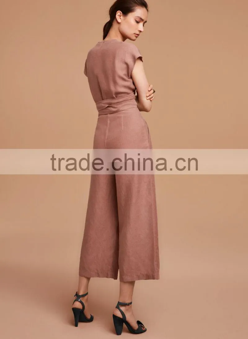 Women jumpsuit manufactuer hot sale women sexy design self-tie straps jumpsuits