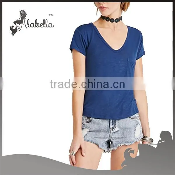 Plain white t-shirts v neck t shirts with pocket tee