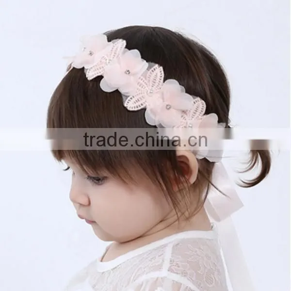 F10002N Wholesale baby headband lace flower hair band fashion baby girls hair accessory