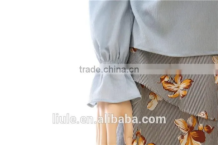 New design ladies long sleeve ruffle blouse latest grils blouse