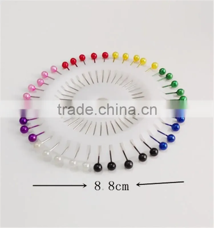 New design High Quality Colorful pearl pin needle with round head