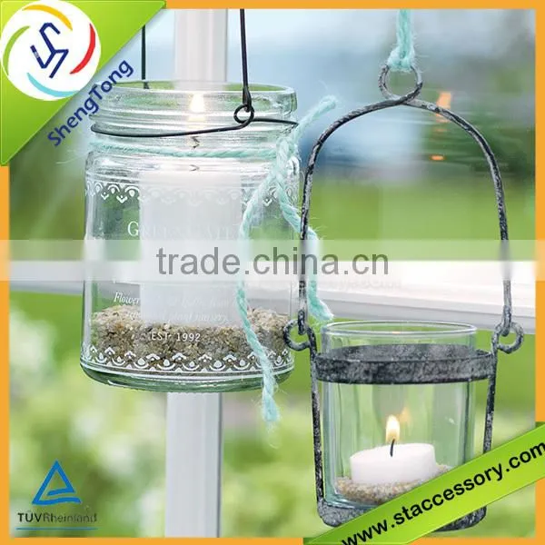 fashion and High quality glass jar with handle wholesale hot selling