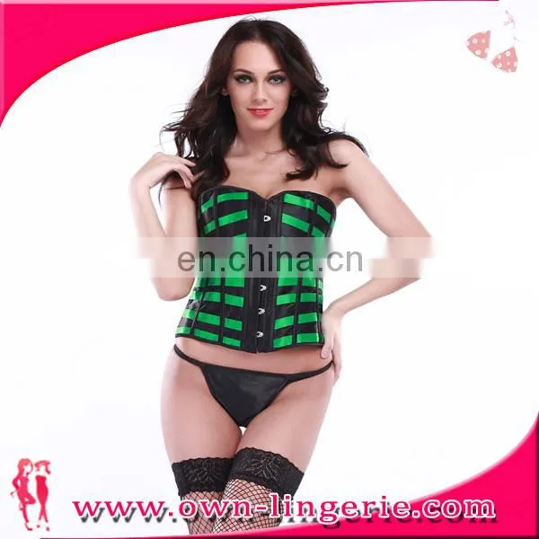 plus size green lace at back steel boned corset trainer corset