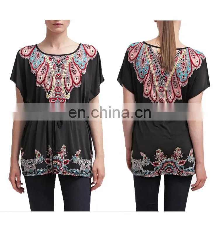 Tie Waist Paisley Multi Color Plus Size Women Ethnic Tunic