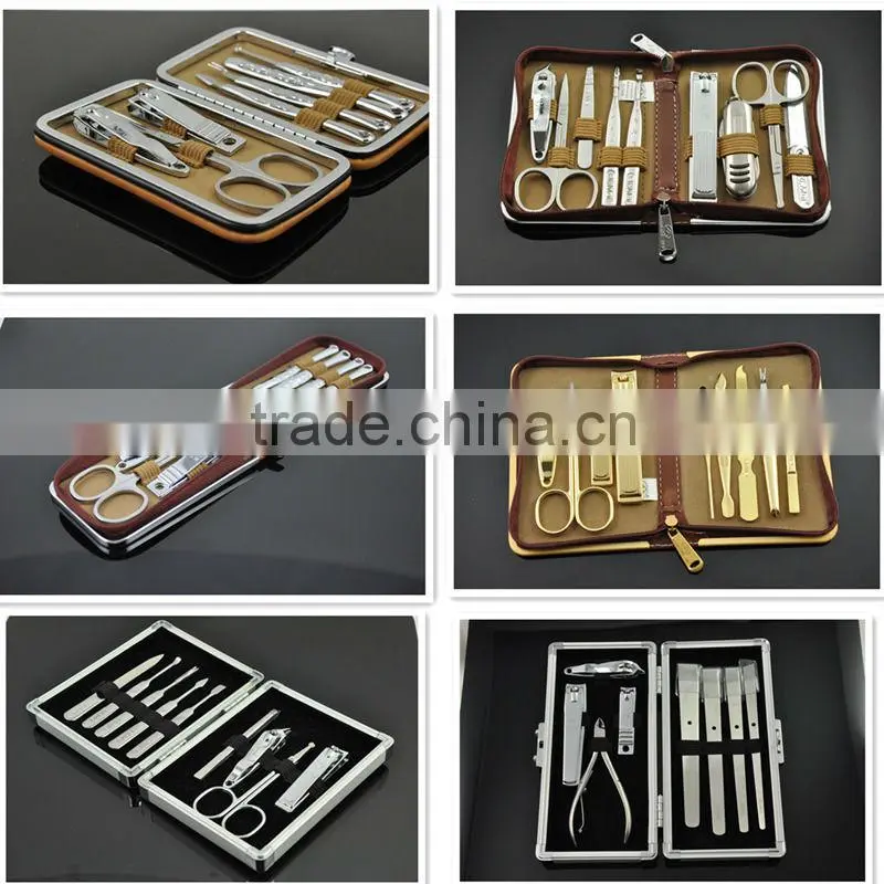 High Quality Cheap Sewing Professional Manicure Set with Exquisite Handle Use Leather Case