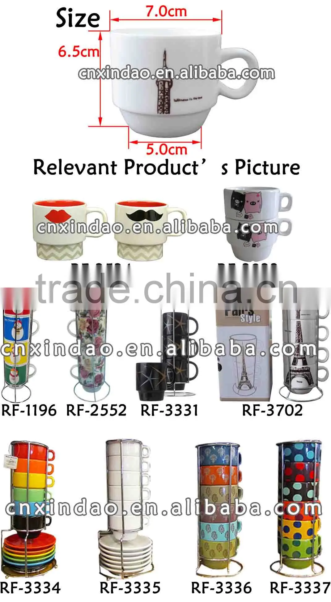 8oz Promotional Stackable Milk Mug with Rack for Kids Porcelain Mugs with Handle