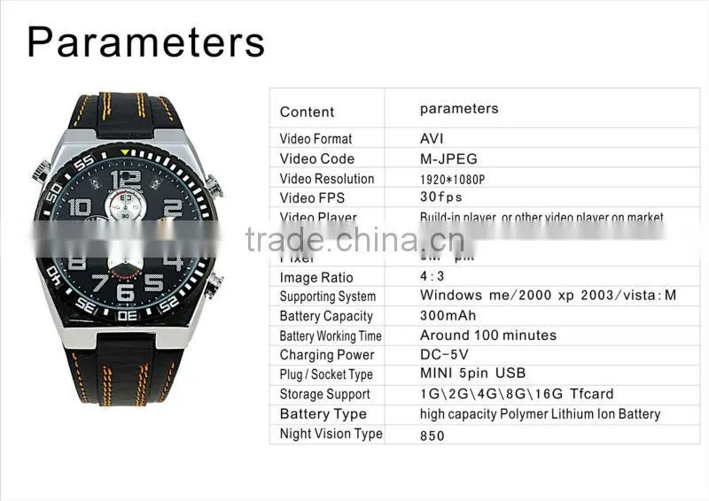 Special design watch ULTRA THIN NIGHT VISION WATCH CAMERA CLASSICAL DVR JAMES 908-Q