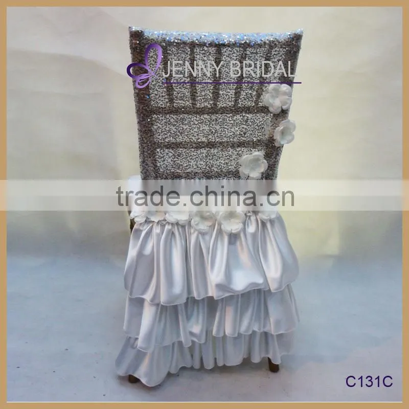 C126A Lace universal wedding ruffled cheap chair covers