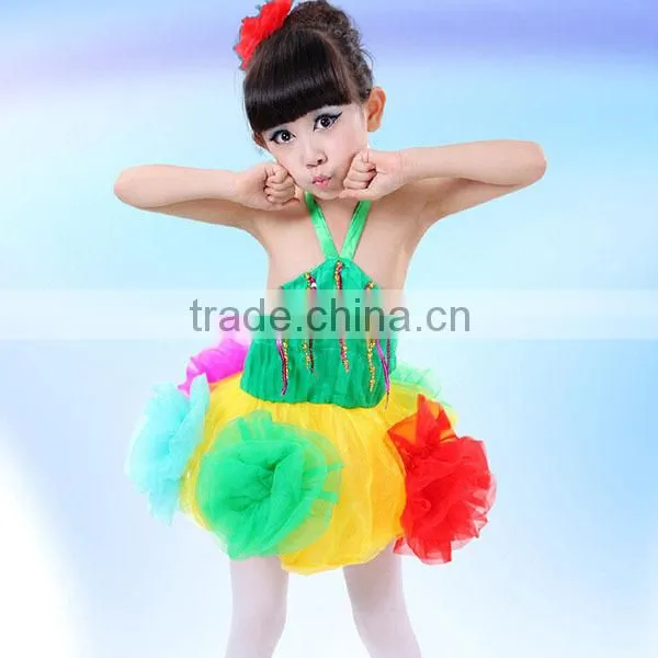 Hot New beautiful dance dress baby girls puffy dresses colorful flower girl dresses