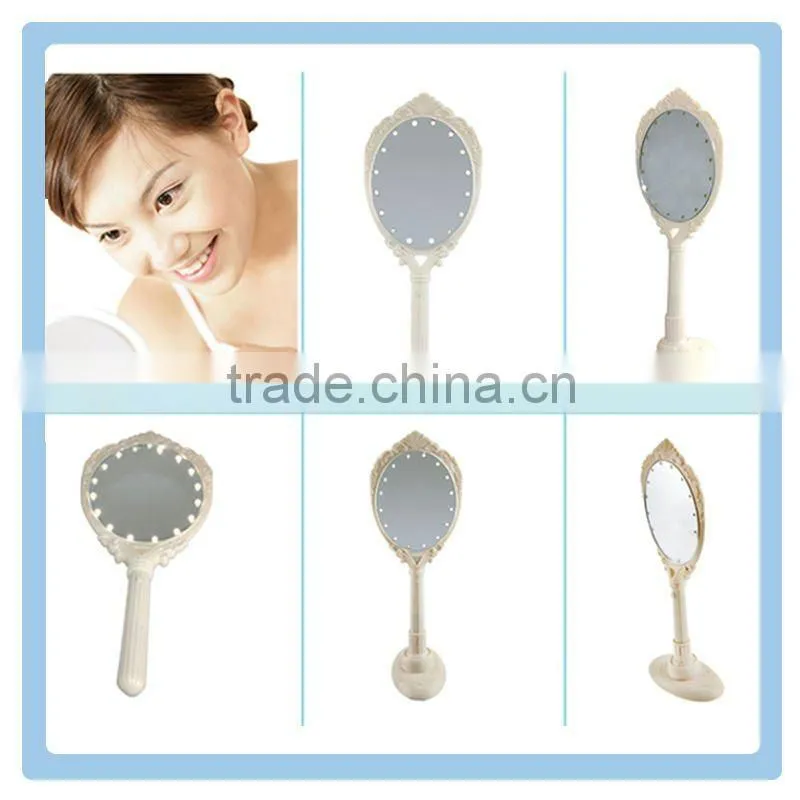 Desktop Mirror Rotating Lighting Makeup Mirror Round Compact Mirror