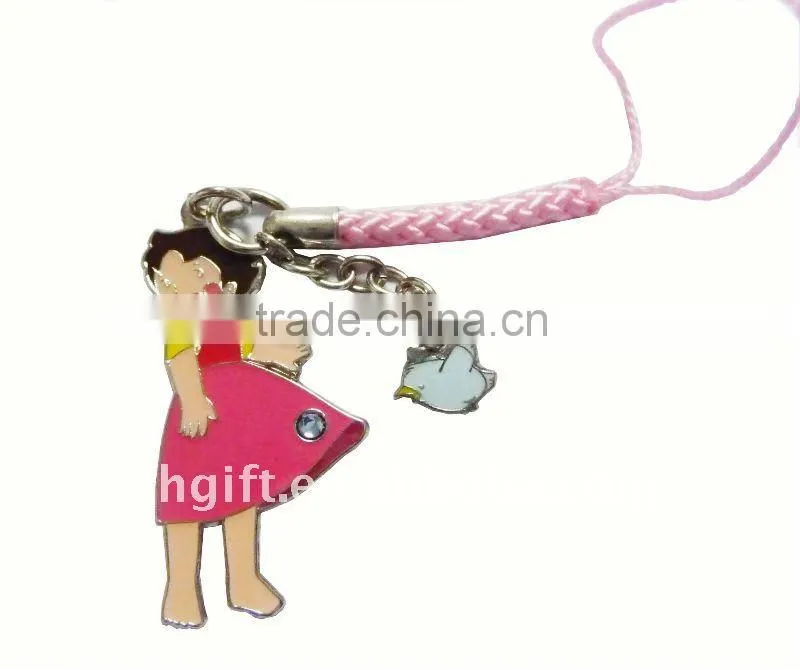 Engraved oval tag charms mobile phone straps