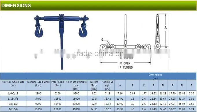 Load binder, lashing chain & tension lever