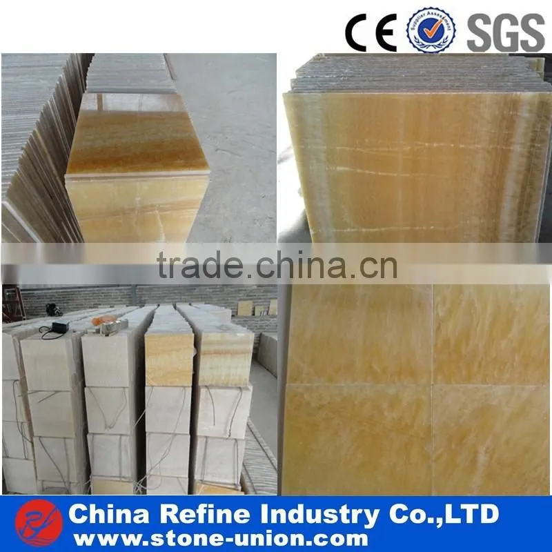 Translucent yellow onyx slabs