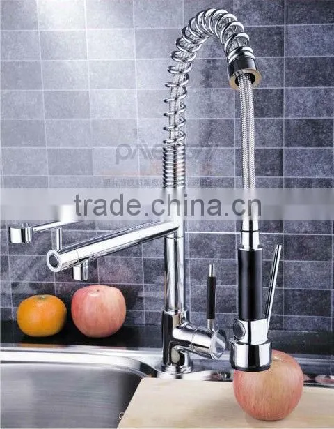 Pull out spring brass kitchen faucet