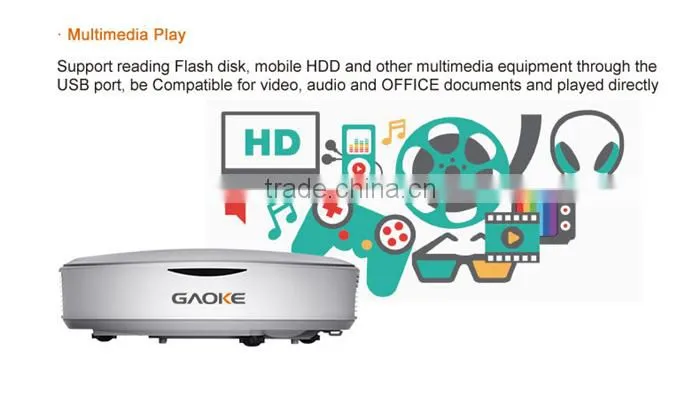 GAOKE Wifi bluetooth usb hdmi all in one with pc built-in 3d interactive computer overhead projector with speaker for school