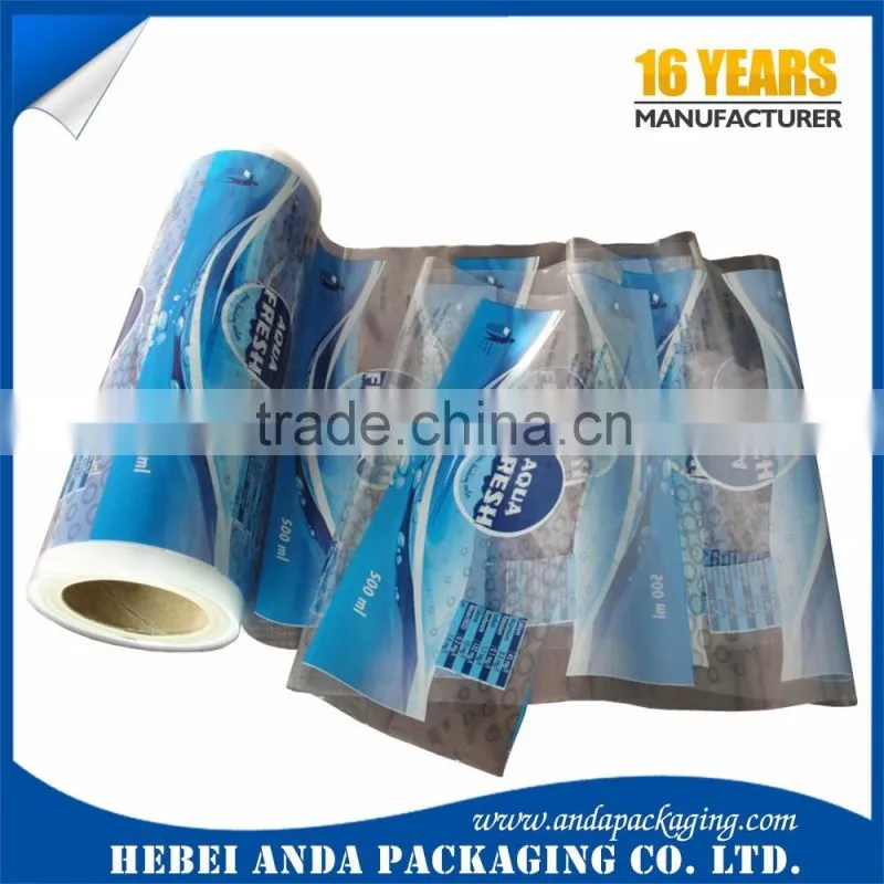 Gravure Printing Water Sachet Bags 500ml Plastic Film Roll/LDPE Mineral Plastic Water Bag/Heat Seal Liquid Beverage Plastic Bag