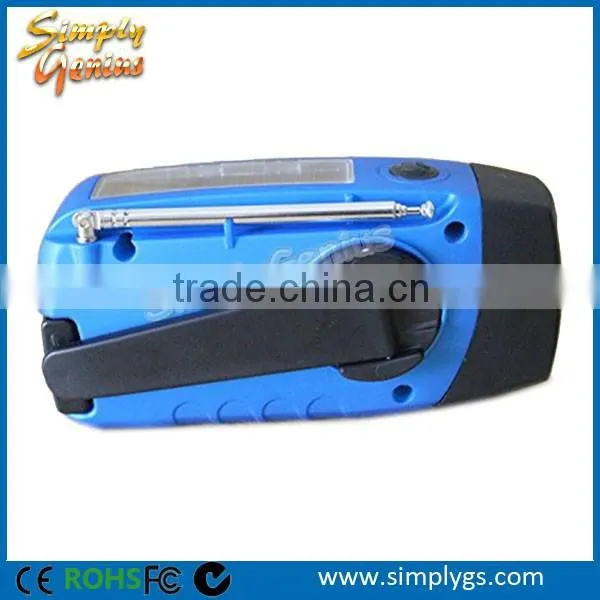 (#1 hand crank radio) 2000mah solar hand crank usb mains dynamo led flashlight