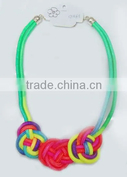 Neon colored braided fashion rope handmade necklace