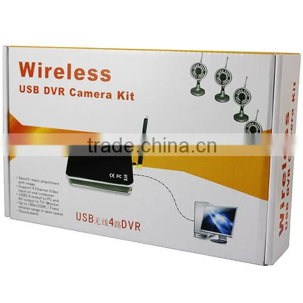 2.4GHz Mini Wireless 4-Way Home USB Security System DVR Camera Kit