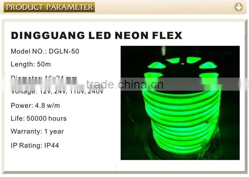 12v waterproof green led neon rope light