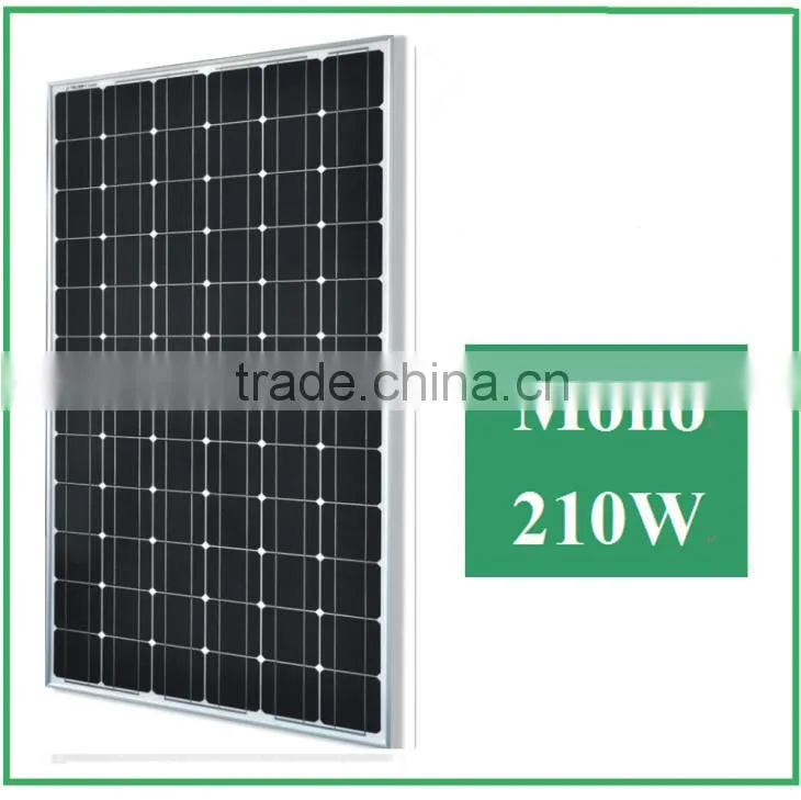 High efficiency and Good Quality 210W mono Solar Panel for home use, with A grade solar cells