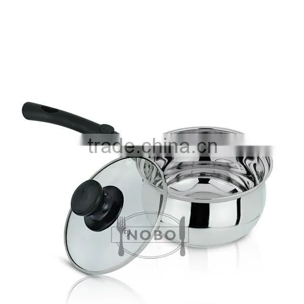 Wholesale stainless steel milk pot with glass lid