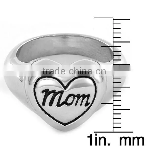 Factory Wholesae Price Silver 925 Polish Mom and Heart Engraved Ring