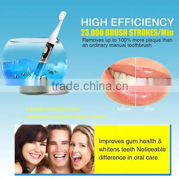 Small Sonic Electric Toothbrush Rechargable Waterproof with 2 Extra Replacement Brush Heads SV030692