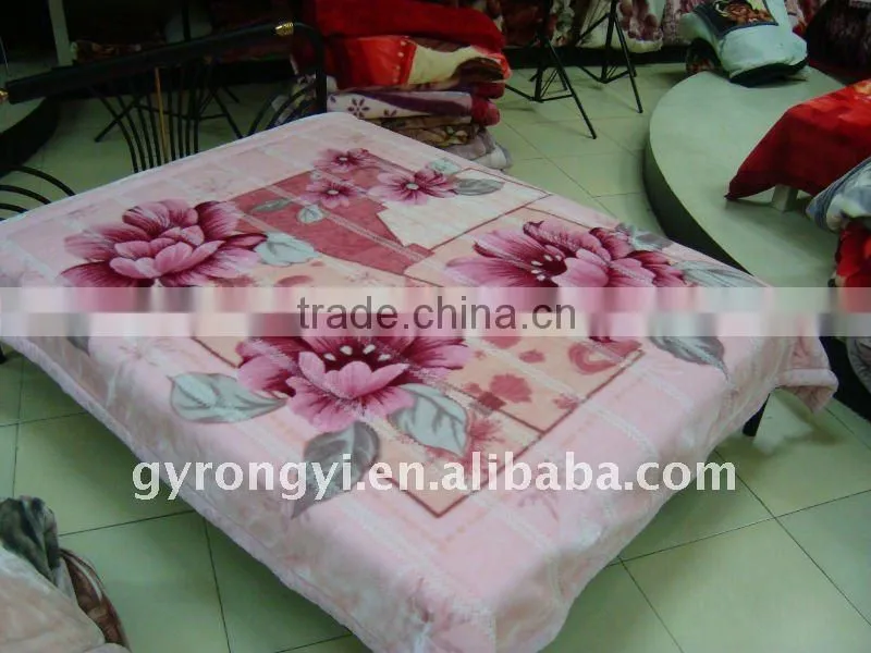 100% polyester carved thermal and zigzag raschel blanket