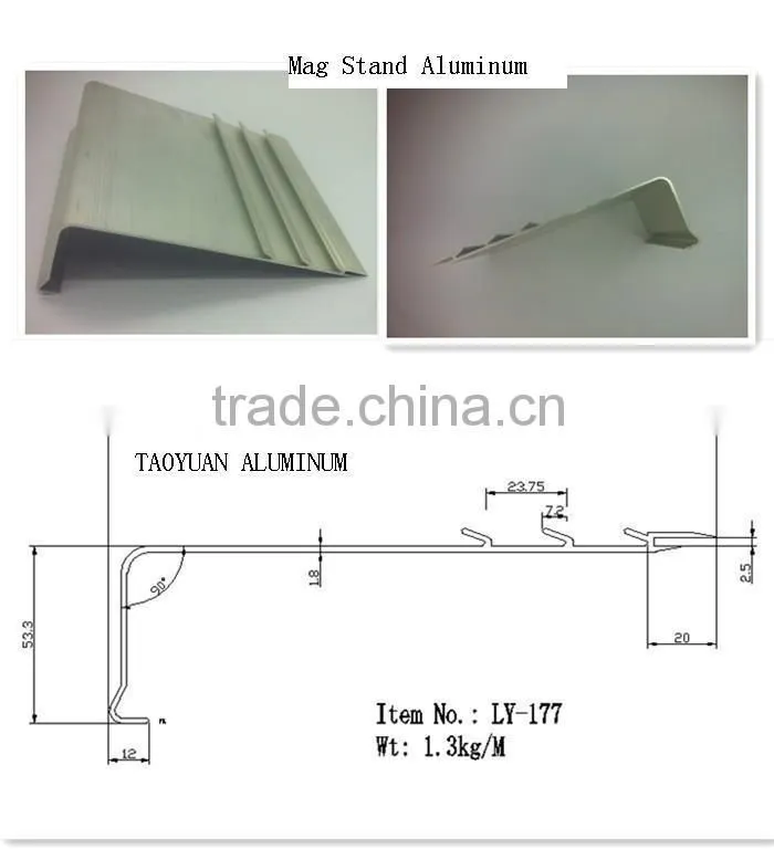Magazine/Brochure display stand rack/Shelf Aluminum extrusion profiles for display showing