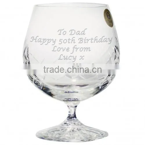 Crystal large brandy glass hand cut apple shaped cognac snifter round frosted decal wedding decor
