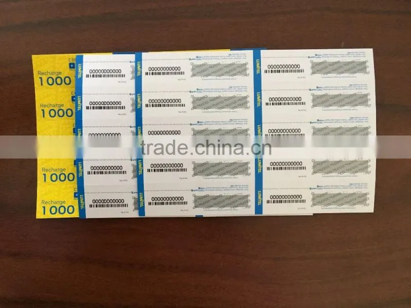 telecom prepaid paper scratch cards