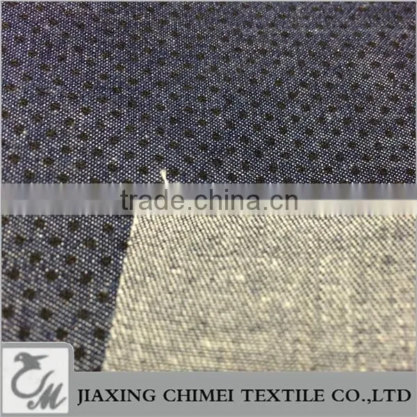 jiaxing Dot printed pattern of cotton denim for denim jacket