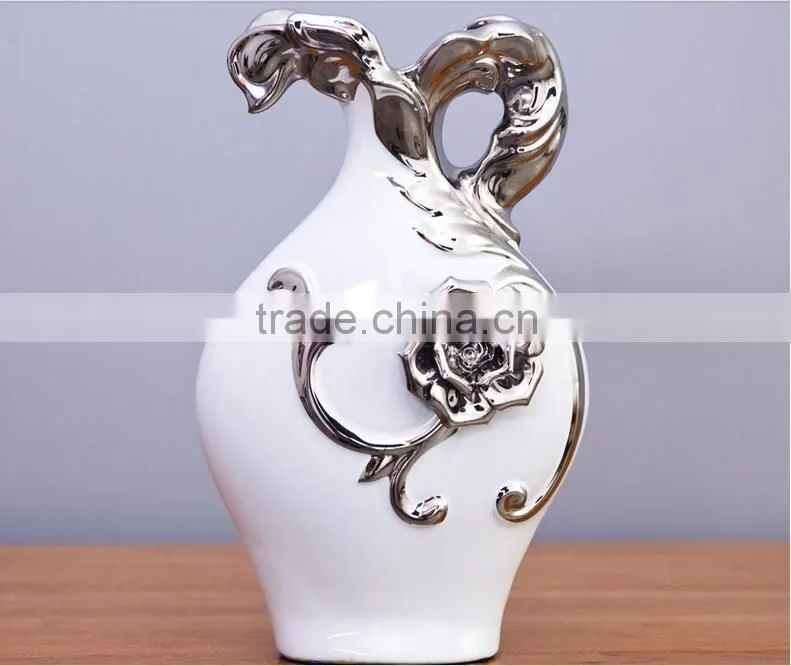 Fine Jingdezhen porcelain ceramic white silver european vase for wholsale