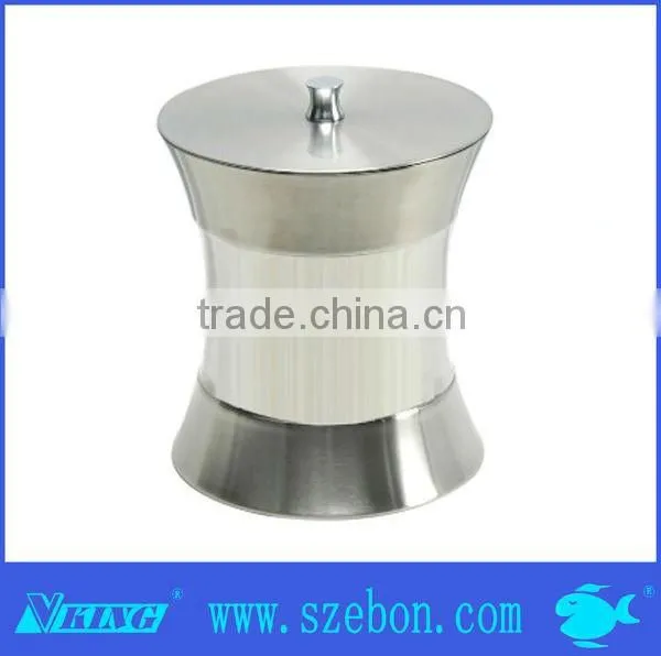 Hot sale stainless steel ice bucket with black PU leather bar tools